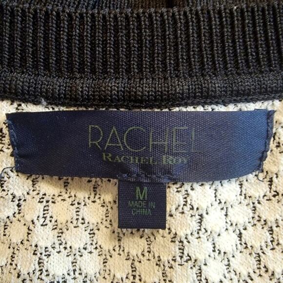 Rachel Roy Crewneck Sleeveless Black and White Knit Sweater Size M - Picture 10 of 12